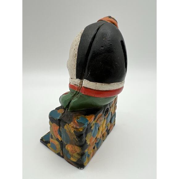 Vintage Cast Iron HUMPTY DUMPTY Coin Piggy Bank 5.25” Hand Painted - Picture 7 of 10